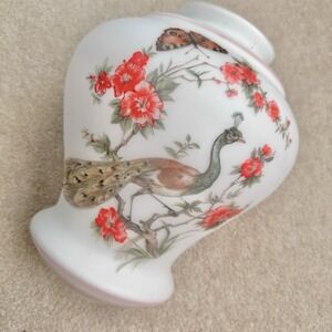 Vintage Norleans White Satin Glass Butterfly Peacock Pendant Light SHADE ONLY